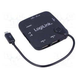 1 pcs x LOGILINK - UA0345 - Hub USB, USB A socket x3,USB B micro plug, OTG,USB 2.0, PnP