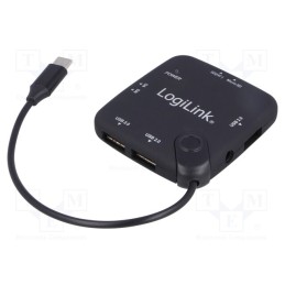 1 pcs x LOGILINK - UA0344 - Hub USB, USB A socket x3,USB C plug, OTG,USB 2.0, PnP, black
