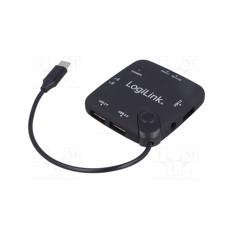 1 pcs x LOGILINK - UA0344 - Hub USB, USB A socket x3,USB C plug, OTG,USB 2.0, PnP, black