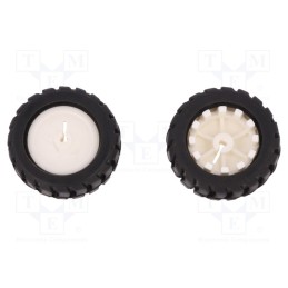 1 set x DFROBOT - FIT0085 - Wheel, white,black, Shaft: D spring, push-in, Ø: 42mm, W: 19mm, 2pcs.