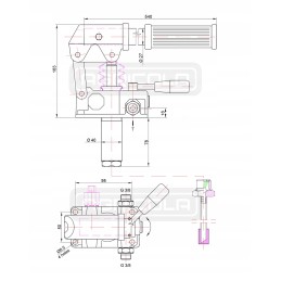 Hydraulic hand pump, 2 sides, 45cm, 2l tank