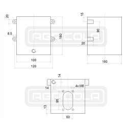 Hydraulic hand pump, 2 sides, 45cm, 2l tank