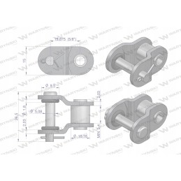 Chain link with ANSI and 50 Warynski O-ring