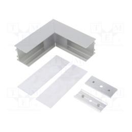 1 set x TOPMET - V4680020S - Connector 90°, silver, aluminium, anodized, VARIO30-02