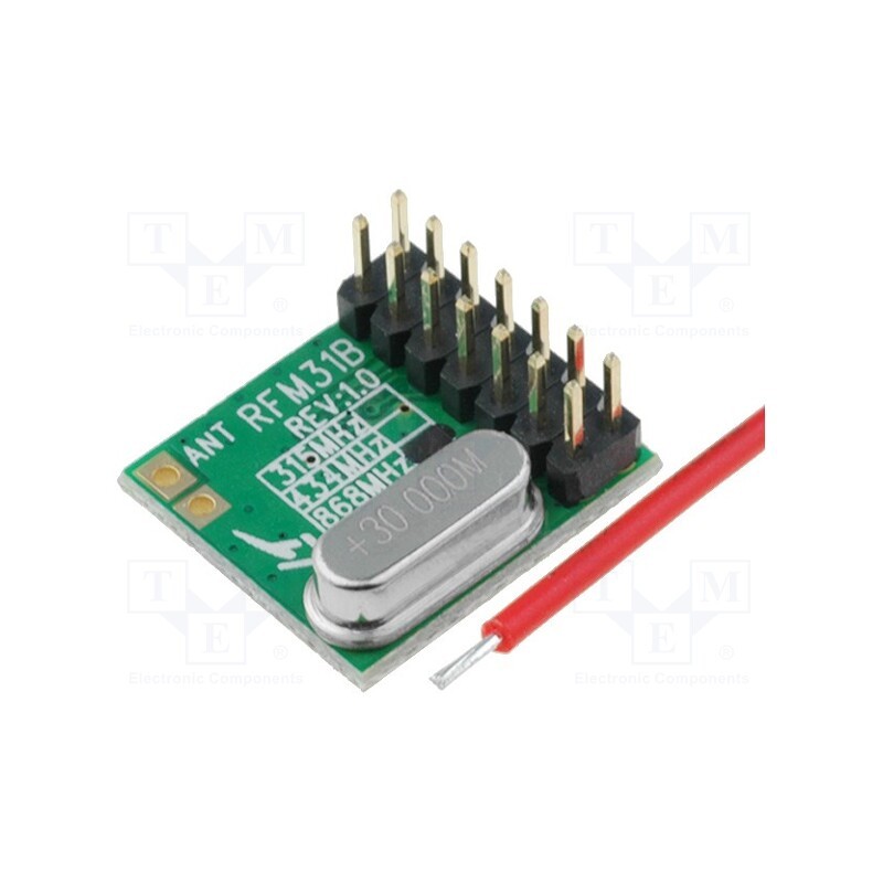 1 pcs x HOPE MICROELECTRONICS - RFM31B-868D - Module: RF, FM receiver, FSK, 868MHz, SPI, -121dBm, 1.8÷3.6VDC, THT