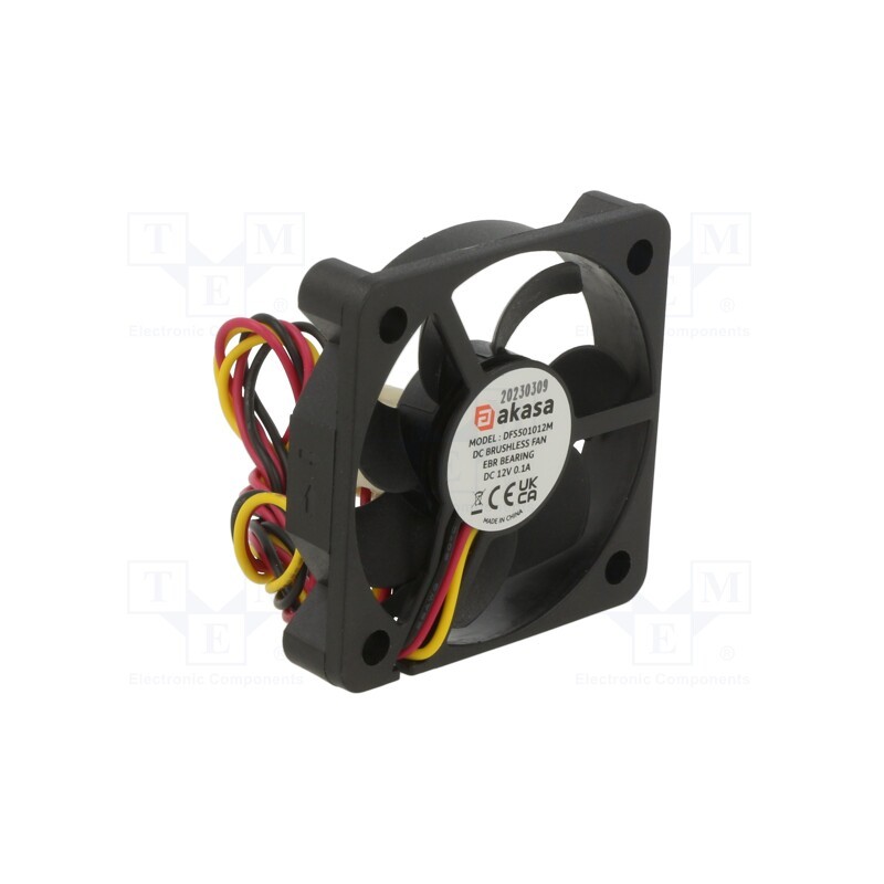 1 pcs x Akasa - AK-5010MS-KT05 - Fan: DC, axial, 12VDC, 50x50x10mm, 28.21dBA, EBR, 4500rpm, 2.63mmH2O
