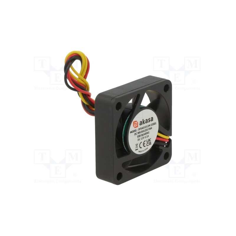 1 pcs x Akasa - AK-4010MS-KT05 - Fan: DC, axial, 12VDC, 40x40x10mm, 28.5dBA, EBR, 5400rpm, 2.41mmH2O