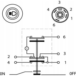 Round main beam push light switch