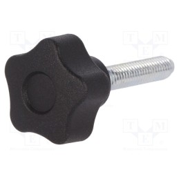 1 pcs x ELESA+GANTER - VCT.25 P-M6X30-C9 - Knob, Ø: 25mm, Ext.thread: M6, 30mm, H: 19mm, technopolymer PA