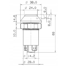 Round hazard warning light button switch