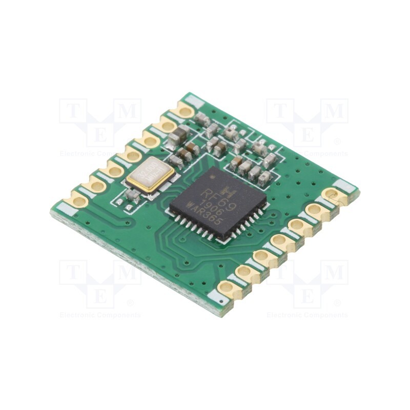 1 pcs x HOPE MICROELECTRONICS - RFM69CW-868S2 - Module: RF, FM transceiver, FSK, 868MHz, SPI, -120dBm, 1.8÷3.6VDC