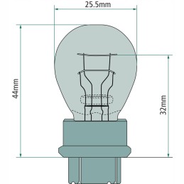 Spherical bulb t25 p27 7 w 12 v w2 5x16q granite