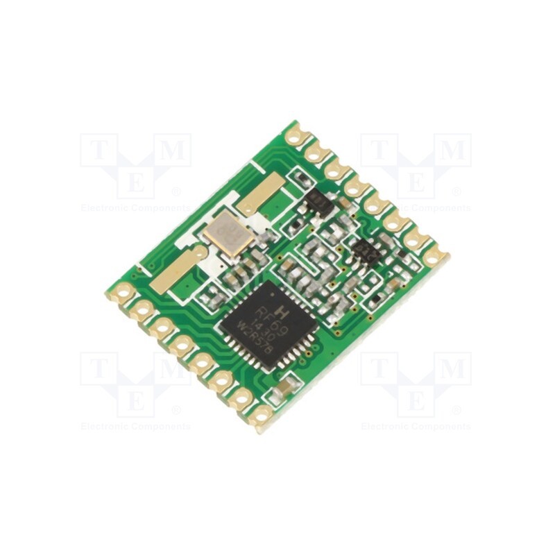 1 pcs x HOPE MICROELECTRONICS - RFM69HW-868S2 - Module: RF, FM transceiver, FSK, 868MHz, SPI, 1.8÷3.6VDC, 20dBm, SMD