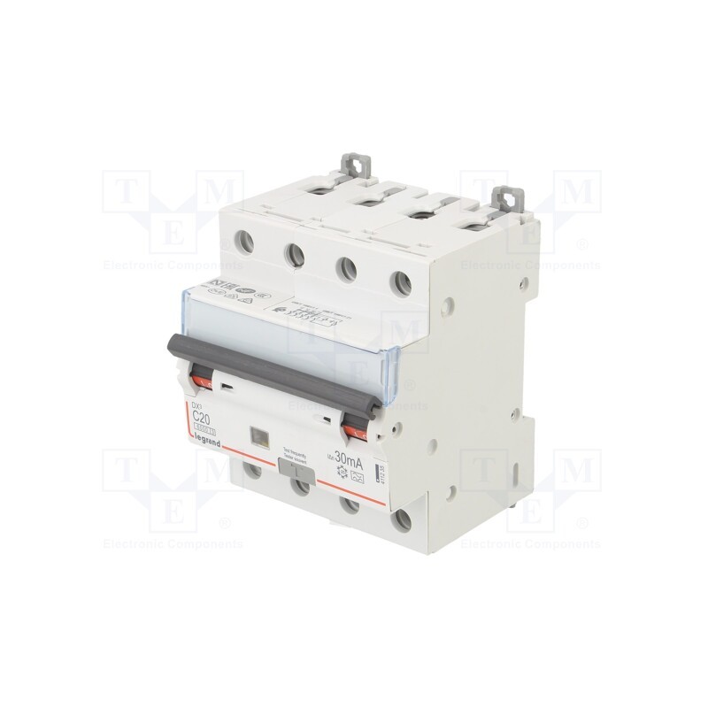 1 pcs x LEGRAND - P 314C20-30-A DX - RCBO breaker, Inom: 20A, Ires: 30mA, Max surge current: 250A, IP20