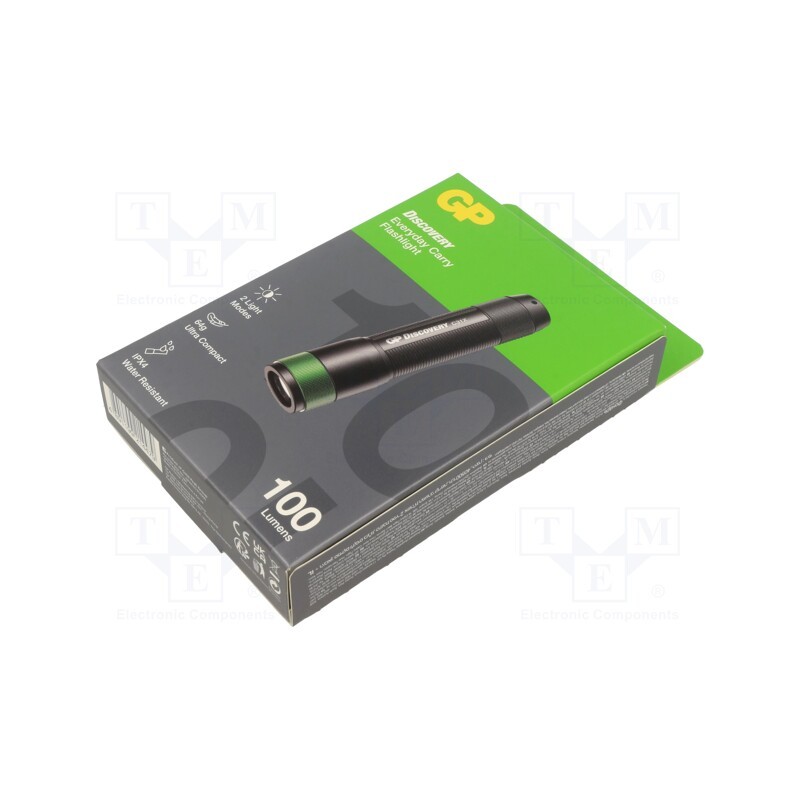 1 set x GP - C31XB15AU-2B1 - Torch: LED, 30lm,100lm, Ø22.5x94.5mm, black, IPX4, DISCOVERY