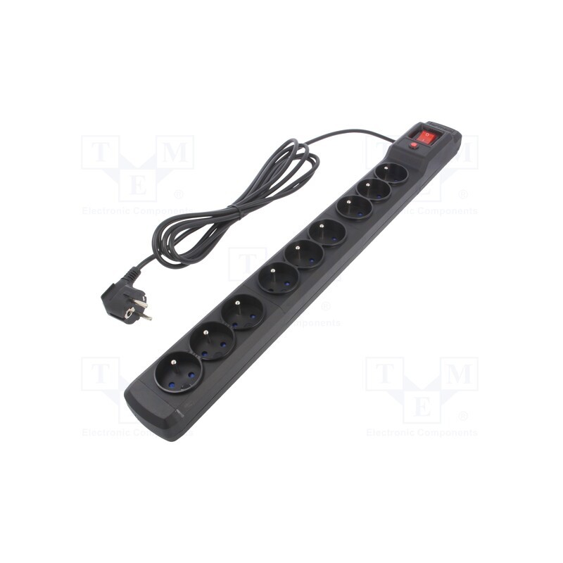 1 pcs x ARMAC - M9/30/CZ - Plug socket strip: protective, Sockets: 9, 250VAC, 10A, black