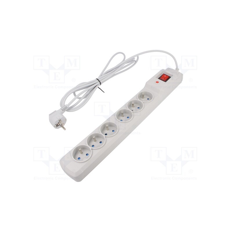 1 pcs x ARMAC - M6/30/SZ - Plug socket strip: protective, Sockets: 6, 250VAC, 10A, grey