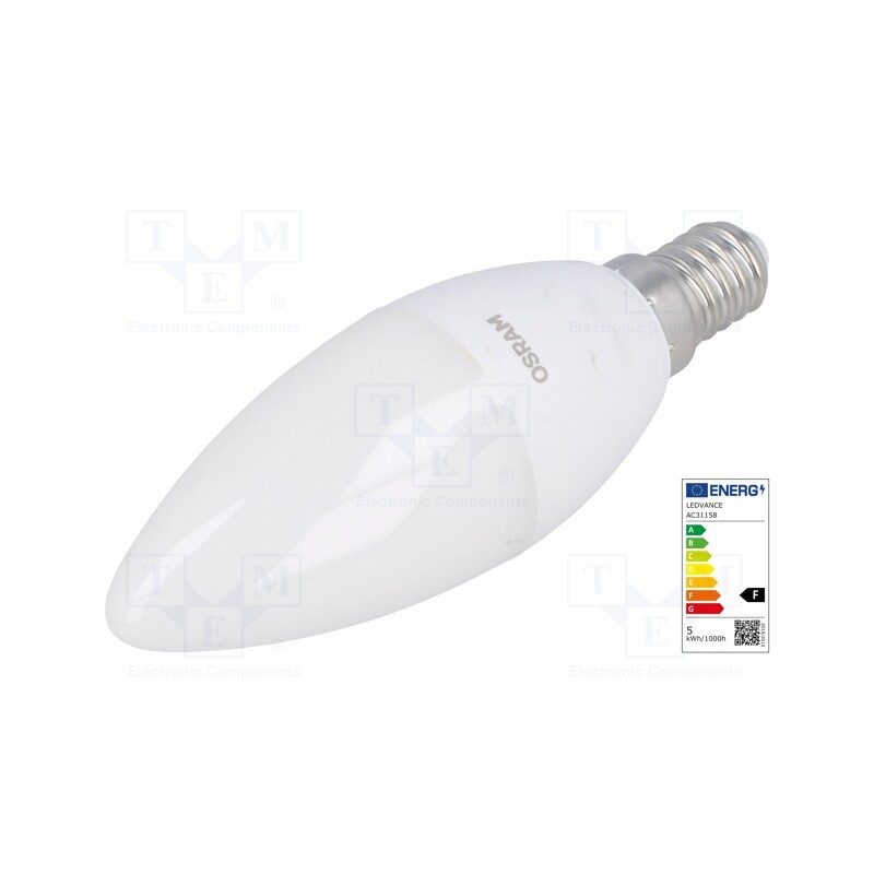 1 pcs x ams OSRAM - 4052899326453 - LED lamp, warm white, E14, 230VAC, 470lm, P: 5.7W, 2700K, CRImin: 80