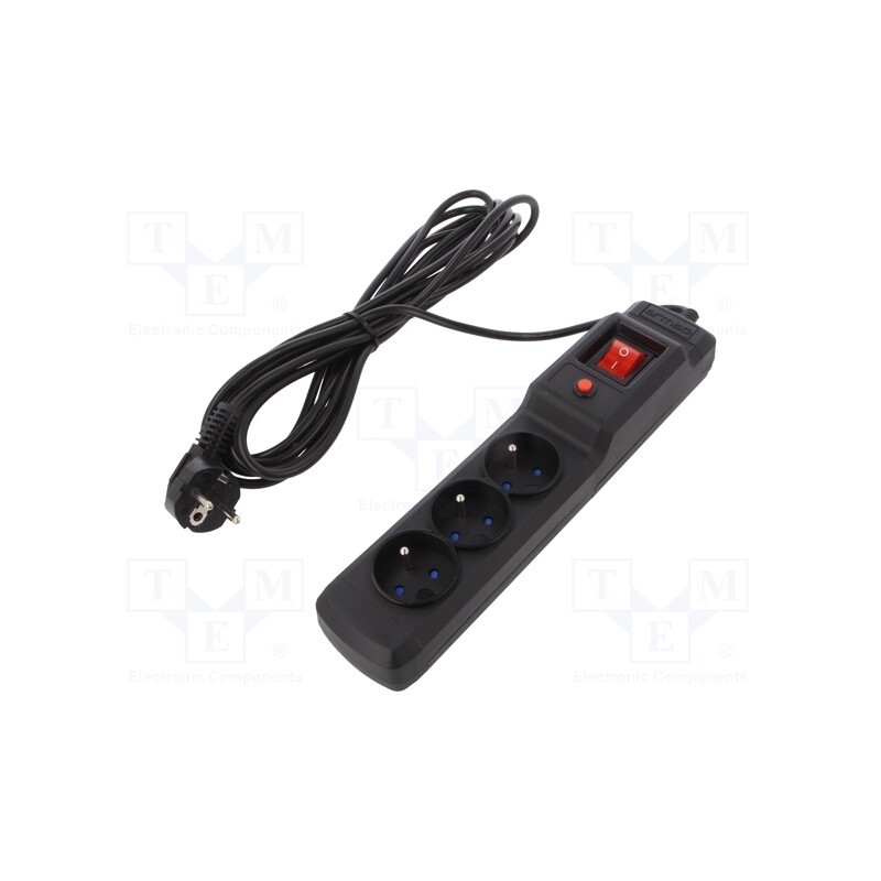 1 pcs x ARMAC - M3/50/CZ - Plug socket strip: protective, Sockets: 3, 250VAC, 10A, black