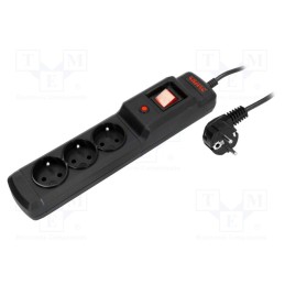 1 pcs x ARMAC - M3/15/CZ - Plug socket strip: protective, Sockets: 3, 250VAC, 10A, black