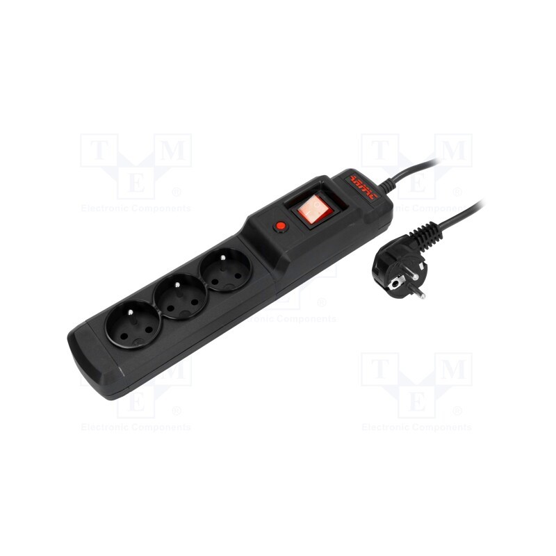 1 pcs x ARMAC - M3/15/CZ - Plug socket strip: protective, Sockets: 3, 250VAC, 10A, black