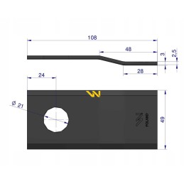 Lawn mower blade 108x46x3 108p galfre warynski