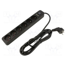 1 pcs x KERG - M02521 - Plug socket strip: protective, Sockets: 6, 230VAC, 16A, black, KERG
