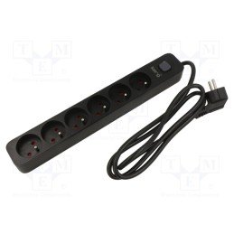 1 pcs x KERG - M02519 - Plug socket strip: protective, Sockets: 6, 230VAC, 16A, black, KERG