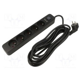 1 pcs x KERG - M02518 - Plug socket strip: protective, Sockets: 5, 230VAC, 16A, black, KERG