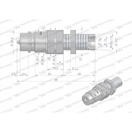 Hydraulic quick connector, long plug, m18x1, 5 studs