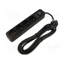 1 pcs x KERG - M02514 - Plug socket strip: protective, Sockets: 4, 230VAC, 16A, black, KERG