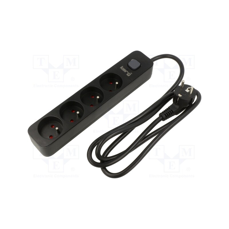 1 pcs x KERG - M02513 - Plug socket strip: protective, Sockets: 4, 230VAC, 16A, black, KERG