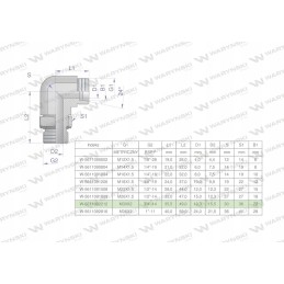 Hydraulic adjustable elbow bb m30x2 22l x 3 4