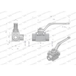 3-way hydraulic ball valve 3 2 3 8