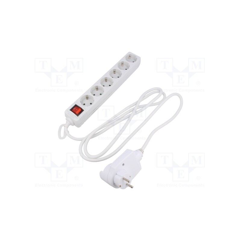 1 pcs x LOGILINK - LPS274 - Plug socket strip: supply, Sockets: 6, 230VAC, 16A, white, 2m, IP20