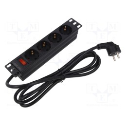 1 pcs x LOGILINK - PDU4B01 - Plug socket strip: supply, Sockets: 4, 230VAC, 16A, black, 2m, IP20