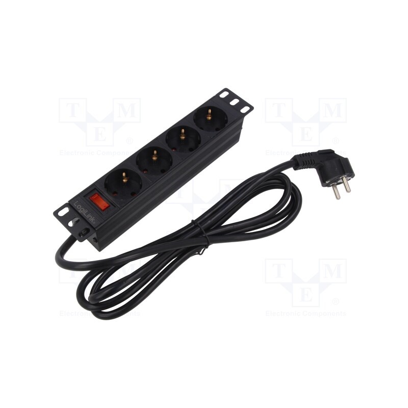 1 pcs x LOGILINK - PDU4B01 - Plug socket strip: supply, Sockets: 4, 230VAC, 16A, black, 2m, IP20