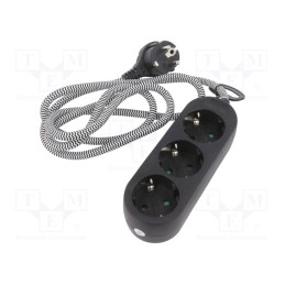 1 pcs x LOGILINK - LPS261 - Plug socket strip: supply, Sockets: 3, 250VAC, 16A, black, 1.5m