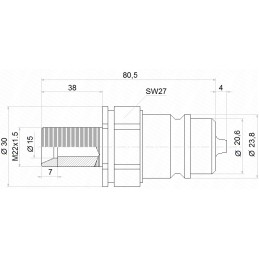 PAV quick connector long bulkhead m22x1 5 plug
