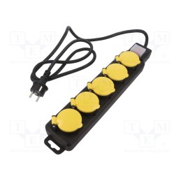 1 pcs x LOGILINK - LPS255 - Plug socket strip: supply, Sockets: 5, 250VAC, 16A, black,yellow