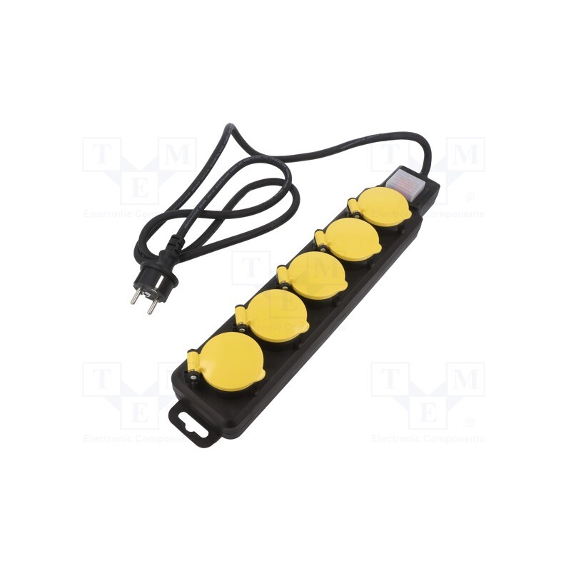 1 pcs x LOGILINK - LPS255 - Plug socket strip: supply, Sockets: 5, 250VAC, 16A, black,yellow