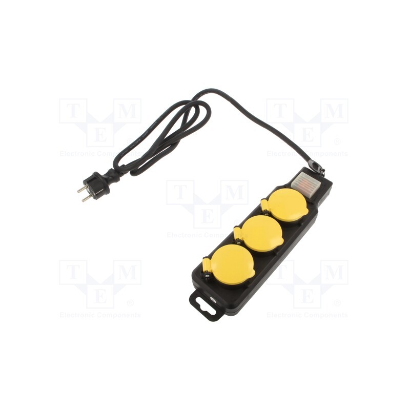 1 pcs x LOGILINK - LPS253 - Plug socket strip: supply, Sockets: 3, 250VAC, 16A, black,yellow