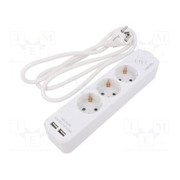 1 pcs x LOGILINK - LPS248U - Plug socket strip: supply, Sockets: 5, 250VAC, 16A, white, 1.5m