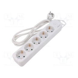 1 pcs x LOGILINK - LPS246 - Plug socket strip: supply, Sockets: 5, 250VAC, 16A, white, 1.5m
