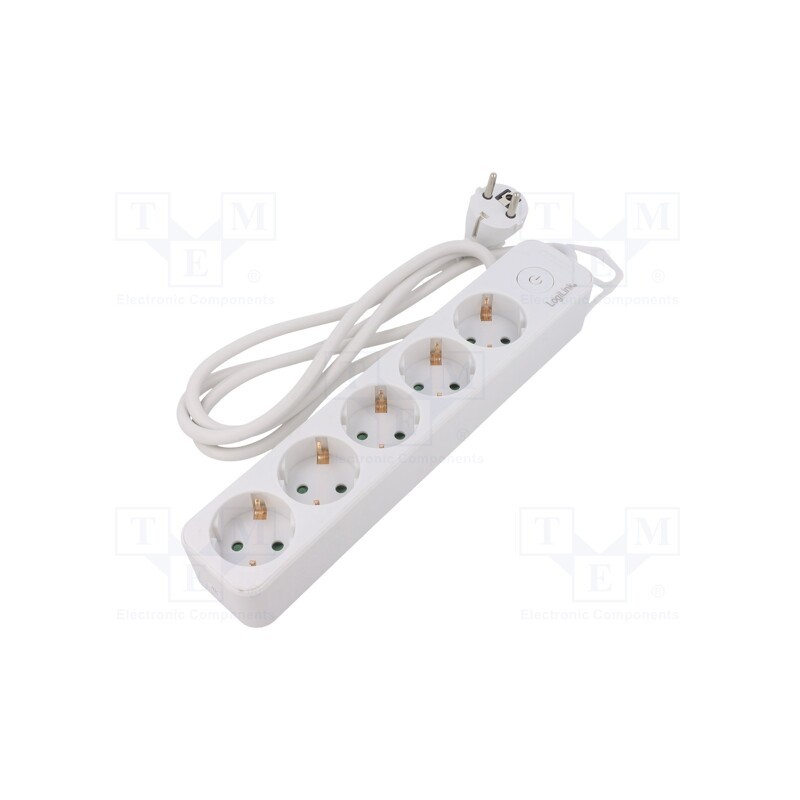 1 pcs x LOGILINK - LPS246 - Plug socket strip: supply, Sockets: 5, 250VAC, 16A, white, 1.5m