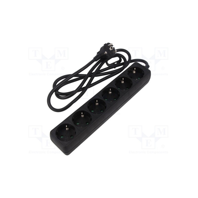 1 pcs x LOGILINK - LPS238B - Plug socket strip: supply, Sockets: 6, 250VAC, 16A, black, 1.5m