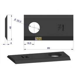 Lawn mower knife 89x46x4 20 5 Warynski stoll