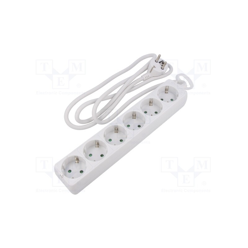 1 pcs x LOGILINK - LPS238 - Plug socket strip: supply, Sockets: 6, 250VAC, 16A, white, 1.5m