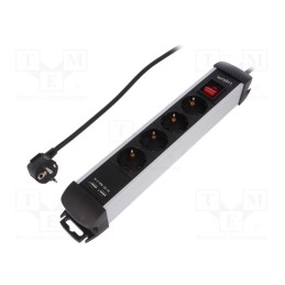 1 pcs x LOGILINK - LPS237U - Plug socket strip: supply, Sockets: 6, 250VAC, 16A, 1.5m, IP20