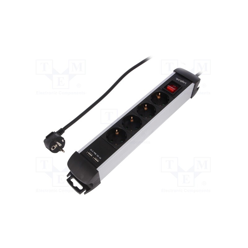 1 pcs x LOGILINK - LPS237U - Plug socket strip: supply, Sockets: 6, 250VAC, 16A, 1.5m, IP20